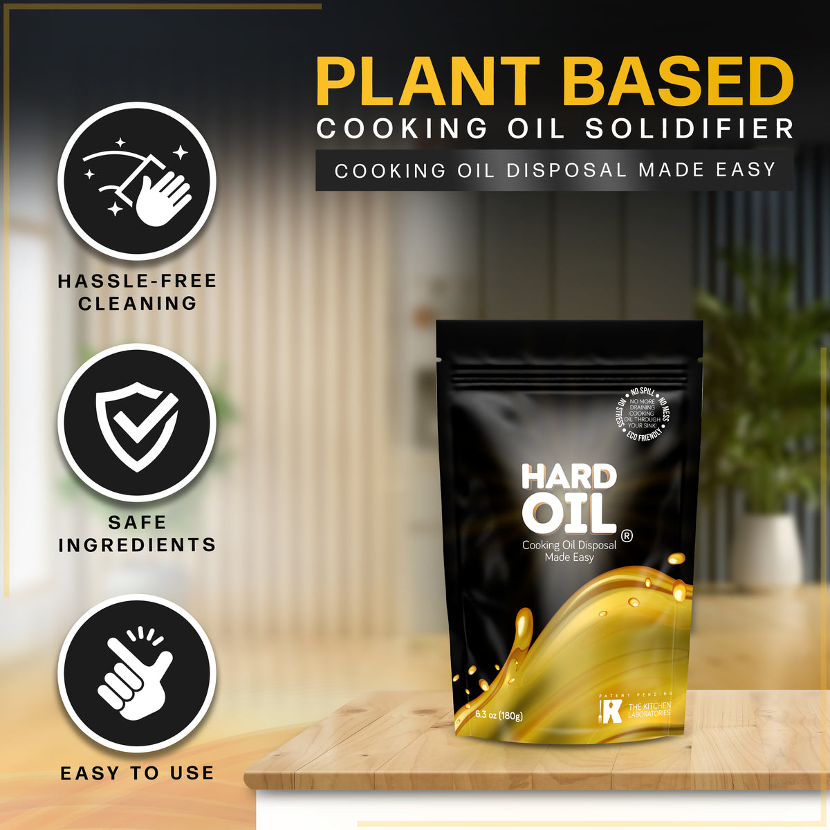 HARD OIL® Cooking Oil Solidifier x 3 + Gift Set: Easy Cooking Oil Disposal