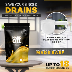 HARD OIL®  Solidifies Up to 18 Cups of Cooking OIl COOKING OIL DISPOSAL MADE EASY: Plant Based Cooking Oil Solidifier