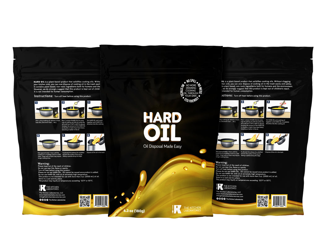 HARD OIL® Cooking Oil Solidifier x 3 + Gift Set: Easy Cooking Oil Disposal
